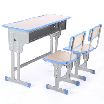 China Strong popular design school furniture student desk and chair set high school furniture sets double table and chair for sale for sale