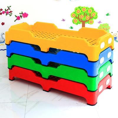 China Kindergarten Children's Crib Stackable Colorful Preschool Plastic Cot Beds Environmental Durable Material For Daycare Furniture For Children for sale