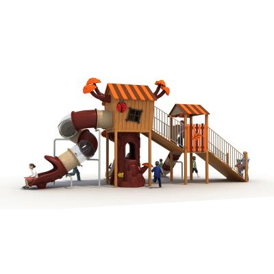 China Durable Kindergarten Treehouse Kids Outdoor Playground Equipment Set Outdoor Plastic Slide Playground For Kids for sale