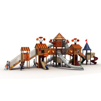 China Large Plastic Outdoor Plastic Slide Playgrounds Treehouse Kids Playground Equipment Set Durable Commercial Outdoor Playground Obstacle for sale