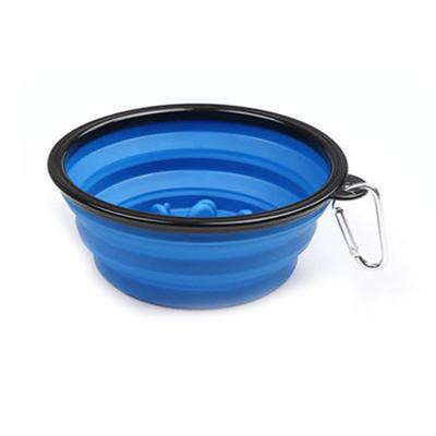 China Sustainable Environmental Protection Silicone Travel Folding Pet Slow Choking Anti Dog Food Bowl for sale