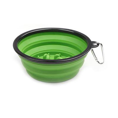 China Sustainable Dog Food Portable Pet Feeder Silicone Anti Choking Slow Folding Bowl for sale