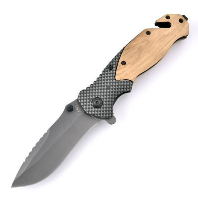 China 5cr15 Non-variable Outdoor Pocket Army Military Utility Folding Knife With Wood Handle for sale