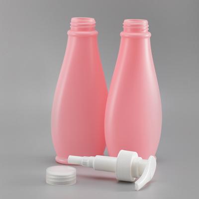 China Chemical Pink With Single Layer Shower Gel Push Pump Head Shampoo 300ml Plastic Empty Packaging Bottle for sale