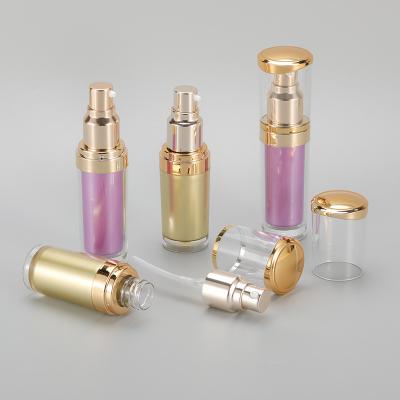 China Cosmetic Purple Gold With Pump Head 20ml 30ml Acrylic Skin Care Lotion Packaging Cosmetic Lotion Cream Bottle for sale