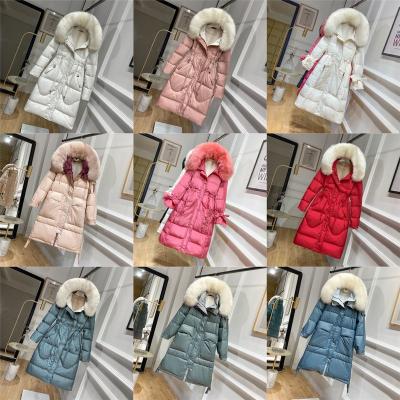 China Factory Factory Collar Women Winter Hooded Jacket Women's Luxury Fur Long Sleeve Parka Down Jacket Long Sleeve Overcoat for sale