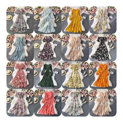 China 2022 Summer New Chiffon Dress Korean Fashion Hot Female Fairy Dress Anti-wrinkle Floral Dress for sale