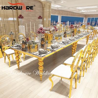 China Customized Luxury Style Modern Banquet Event Furniture Mirrored Hall Glass Wedding Table for sale