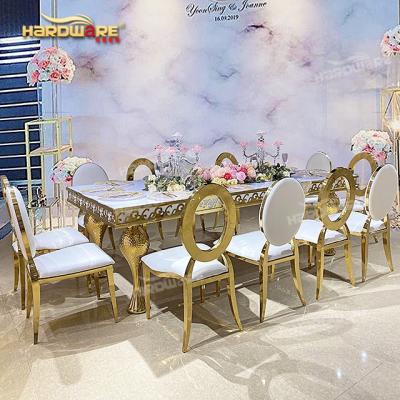 China Customized rectangle gold stainless steel event wedding table party wedding dining for sale