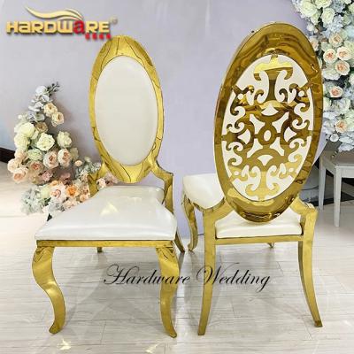 China Modern Luxury Dining Room Furniture Stainless Steel King And Queen PU High Back Chair for sale