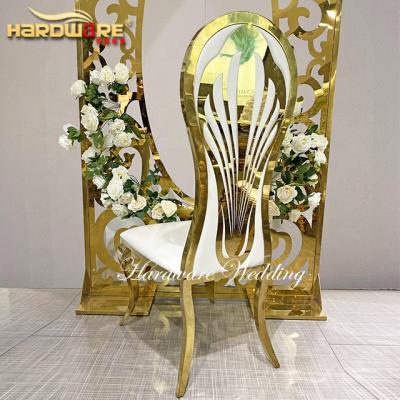 China Antique Custom Good High Back Welding Stainless Steel King And Queen Wedding Throne Chairs for sale