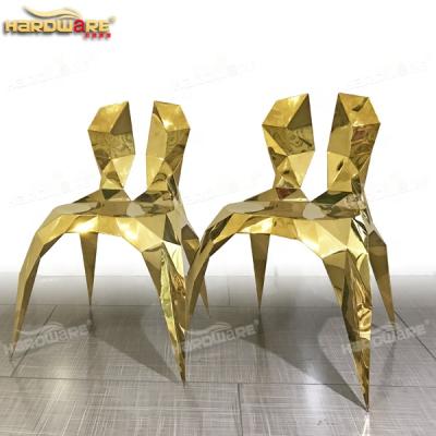 China Good Luxury Royal Wedding Welding Bride and Groom Stainless Steel Banquet Chair for sale