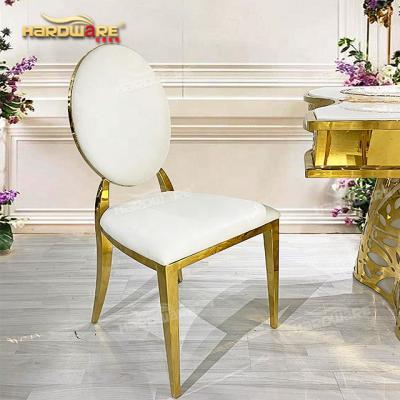 China Customized White Fancy Stainless Steel Furniture Wedding Gold Metal Leather Chairs for sale