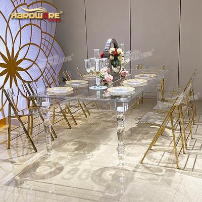 China Customized Rectangle Large Modern Banquet Hall Transparent Acrylic Table For Weddings for sale