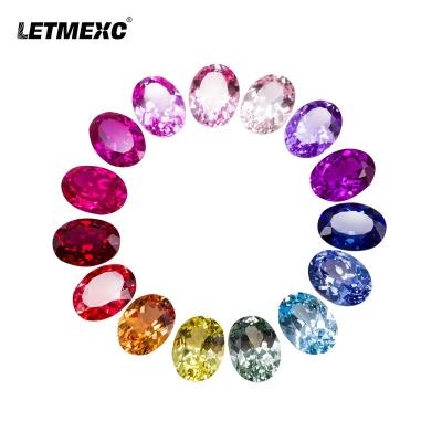 China Jewelry Making Top Sapphire Diamond Gemstone Oval Cut Lab Developed by LETMEXC 6*8mm and 15 Colors Sapphire Color Cards for sale