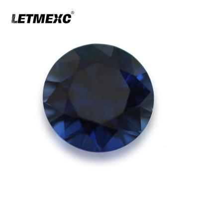 China Jewelry Making LETMEXC Top Quality AAAAA 34# Blue Sapphire Round Cut Corundum Loose Gemstone For Jewelry Wax Casting for sale