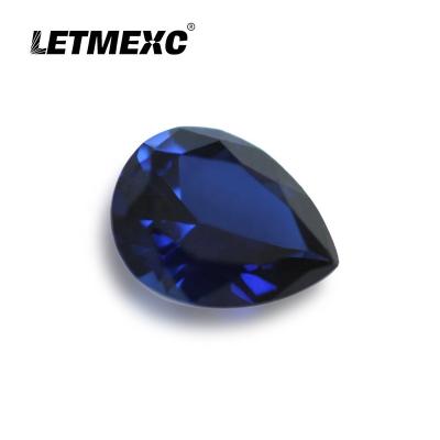 China Jewelry Making LETMEXC Top Quality AAAAA 34# Blue Sapphire Pear Cut Corundum Loose Gemstone For Jewelry Wax Casting for sale