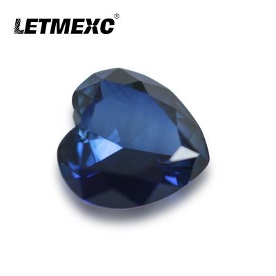 China Jewelry Making LETMEXC Top High Quality AAAAA 34# Blue Sapphire Heart Cut Corundum Loose Gemstone For Jewelry Wax Casting for sale