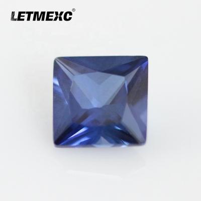 China Jewelry Making LETMEXC Top High Quality AAAAA 34# Blue Sapphire Diamond Princess Cut Corundum Loose Gemstone For Jewelry Wax Casting for sale