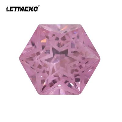 China Jewelry Making LETMEXC Hexagram Cut Pink Zircon VVS1 Loose Stone High Carbon Diamond CZ Gemstone for sale