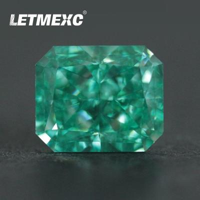 China Jewelry Making Lab LETMEXC Paraiba Green High Carbon Diamond Cubic Zirconia CZ Crushed Ice Cut 10x12mm For Custom Jewelry for sale