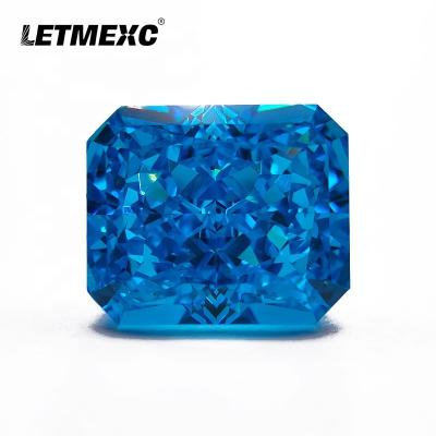 China Jewelry Making LETMEXC Top Diamond Lab Zircon CZ Green Blue High Carbon Zircon Crushed Ice Cut Radiant Octagon 4K 5A+ Quality 10X12mm for sale