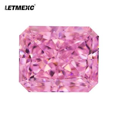 China Jewelry Making LETMEXC Diamond Lab Zircon Cubic Zirconia High Carbon Pink Octagon Radiant Crushed Ice Cut 4K 5A+ Quality for sale