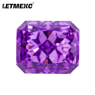 China Jewelry Making LETMEXC Diamond Lab Zircon Cubic Zirconia High Carbon Purple Octagon Radiant Crushed Ice Cut 4K 5A+ Quality For Custom Jewelry for sale