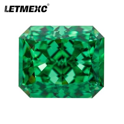 China Jewelry Making LETMEXC Diamond Lab Zircon Cubic Zirconia Green High Carbon Octagon Crushed Ice Cutting Heater Cut 5A+ Grade for sale