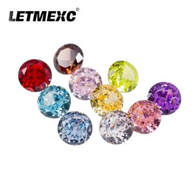 China Jewelry Making LETMEXC Diamond Crushed Ice Cut Cubic High Carbon Zirconia CZ Round Brilliant Cut 5A+ Grade For Custom Jewelry for sale