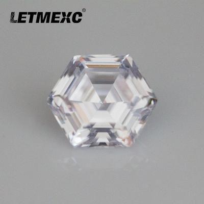 China Jewelry Making New LETMEXC Quality 5A+ Real Hexagon Cut Super White Zircon Loose Stone VVS1 CZ Diamond Gemstone for sale