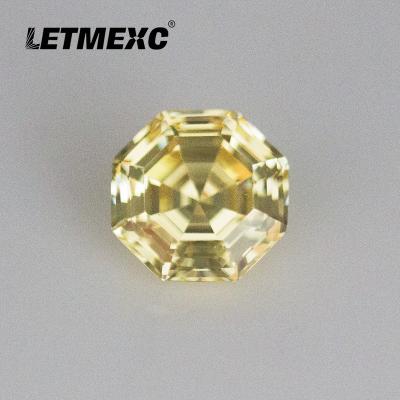 China Jewelry Making LETMEXC New Octagonal Cut Yellow Zircon Stone Natural Diamond Yellow CZ Gemstone for sale