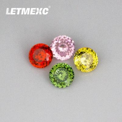 China Jewelry Making LETMEXC New Colorful Bird's Nest Cut Zircon 129 Face Cutting Round Shape Tsavorite Emerald CZ Gemstones for sale