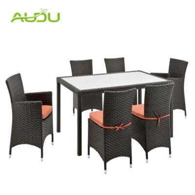 China Eco-freindly Audu Restaurant Dining Set, Outdoor Resin Wicker Dining Table 5-PCS Restaurant Dining Set for sale