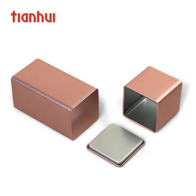 China Small Square Rose Gold Coffee Spice Tea Metal Tin Cans Elegant Canister Box for sale