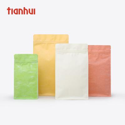 China Black Tea Storage Cotton Biodegradable Paper Bags Stand Up Zipper Bag For Cashew Chips for sale