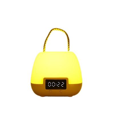 China 2022 New Design Modern Portable Led Night Lights With Clock Outdoor Hanging Bedside Bedroom Table Lamp Portable Camping Lamp for sale