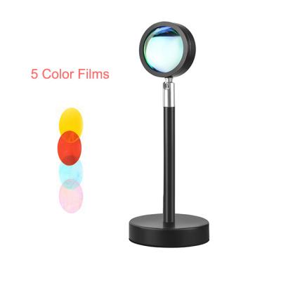 China Fast Delivery Modern Aluminum Floor Light Sunset Projector Lamp 5 High Quality Color Films For Live Video Or Take Photos for sale