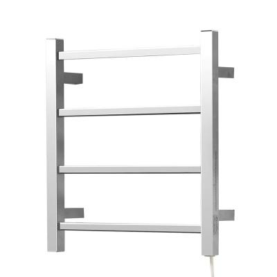 China Towel Warmer For Bathroom Polished Chrome Heated Towel Rail 4 Square Bars Towel Warmer for sale