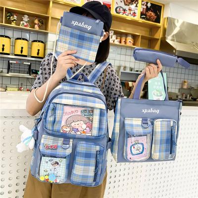 China High Quality Glitter 4 Set Fashion Trend Waterproof Leather Bags For Men Student Backpack Schoolbag School Outside Party for sale