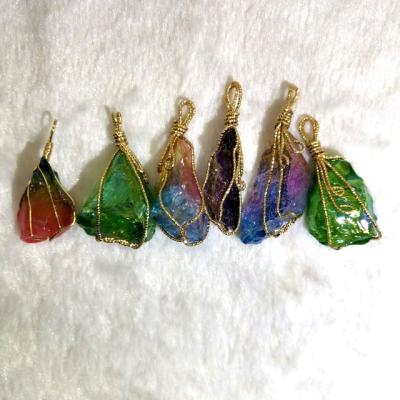 China Roche Crystal Necklace from Angel Aura Quartz Pendant Raw Rainbow Point from China for sale