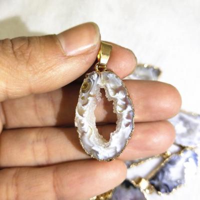 China Europe New Fashion Natural Agate Druzy Pendant For Necklaces for sale