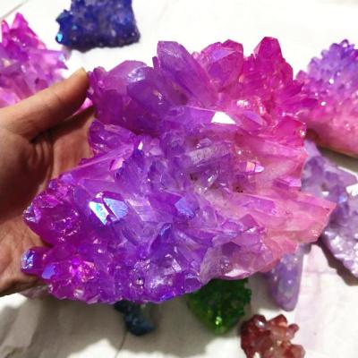 China Europe Wholesale Electroplate Angel Aura Quartz Rock Stones Crystals Group For Healing for sale