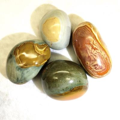 China Wholesale Bulk Europe High Polished Natural Full Color Ocean Jasper Palm Size Tumbled Stones for sale