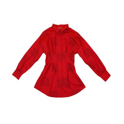 China Designer Red Cheap Women's Summer Blouses Shirts 100% Cotton QUICK DRY Soft For Women 2021 for sale