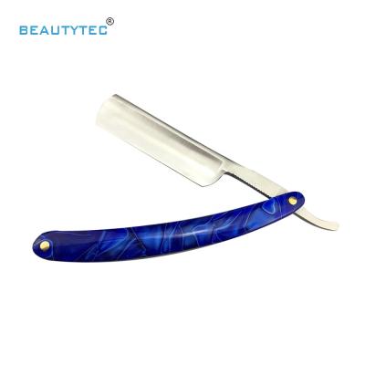 China Blue Handle Classic Cut Throat Technique Barber Shaving Razor Single Blade Beauty for sale