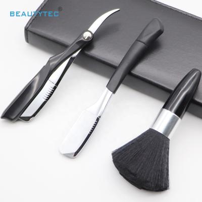 China Single Blade Ply + Straight Throat Cut Style Shaving Stainless Steel Straight Shavette Disposable Safty German Barber Razor Set for sale