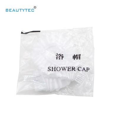 China Prevent Shoes Disposable Plastic Waterproof PE Thickening Shower Hair Elastic Clear Bathing Hat For Salon Hotel Travel Home Use for sale