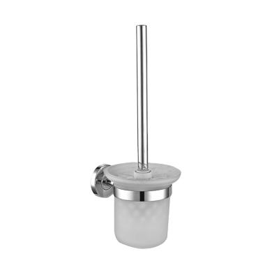 China Factory Wholesale Modern Glass Handle Holder Stainless Steel Wall Mounted Toilet Brush For Bathroom Cleaning for sale