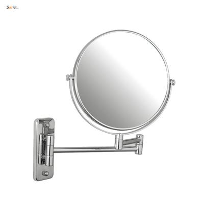 China High End Magnification Wall Mounted Mirror 5x Bilateral Swivel Magnifying Mirror Chrome Finish Magnifying Extendable Bathroom Mirror for sale